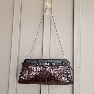 Vintage Brighton Croco Embossed Leather Purse Brown